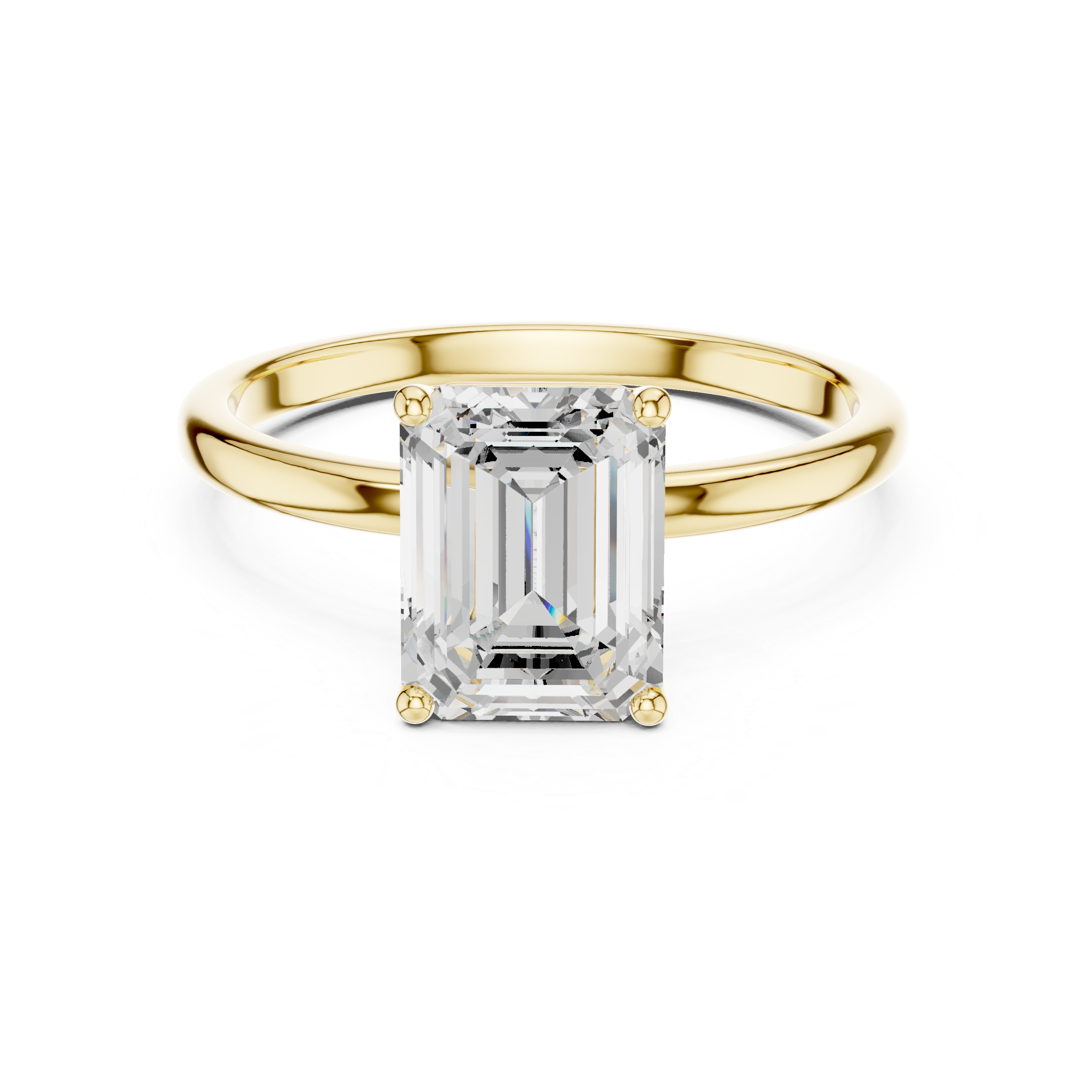 Sophisticated Step Cut Emerald Solitaire Ring