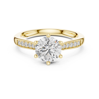 Round Cut Diamond Six-Prong Channel Accent Ring