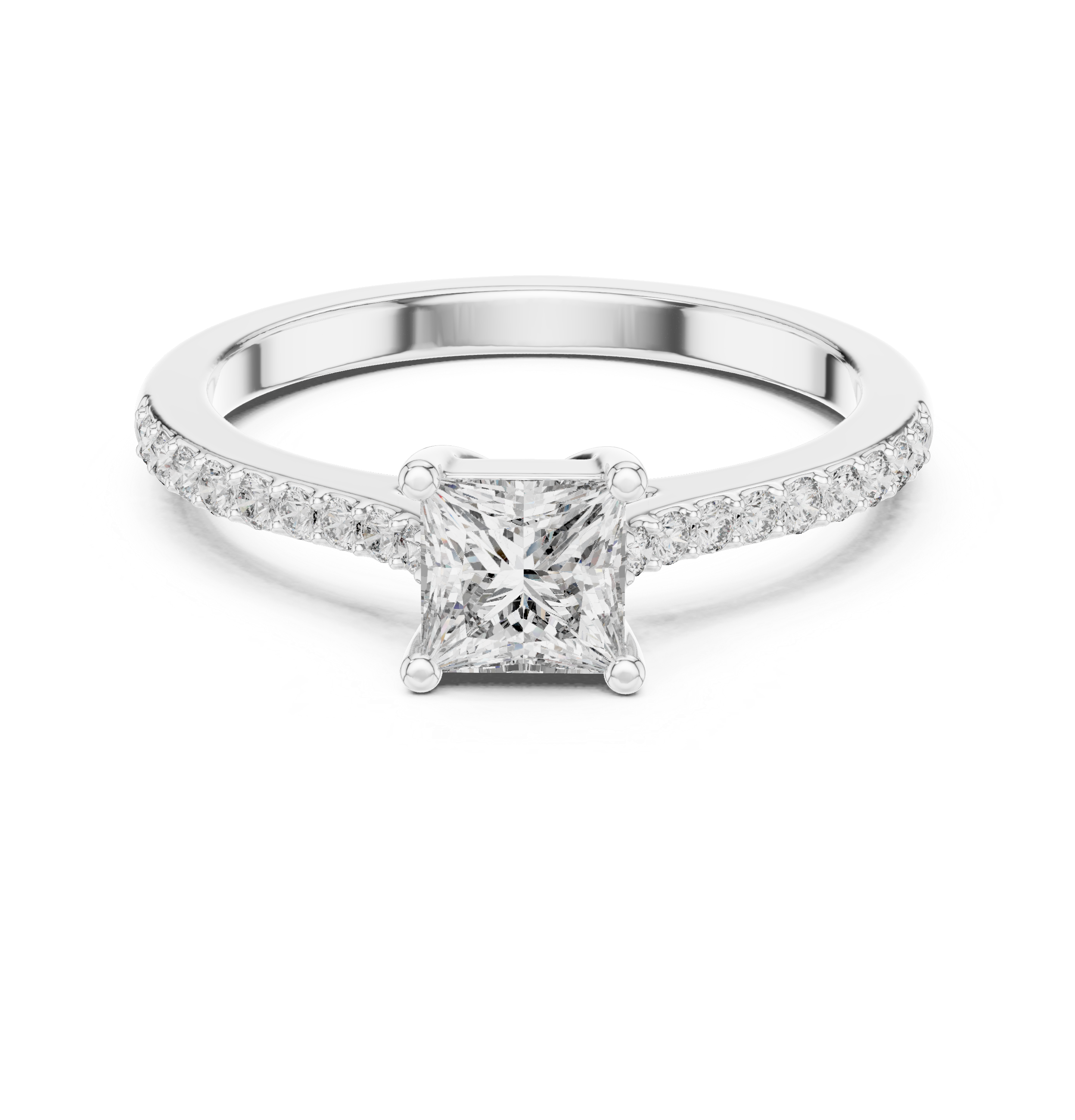 Classic Princess Cut Pavé Engagement Ring