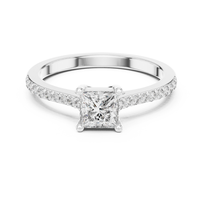 Classic Princess Cut Pavé Engagement Ring
