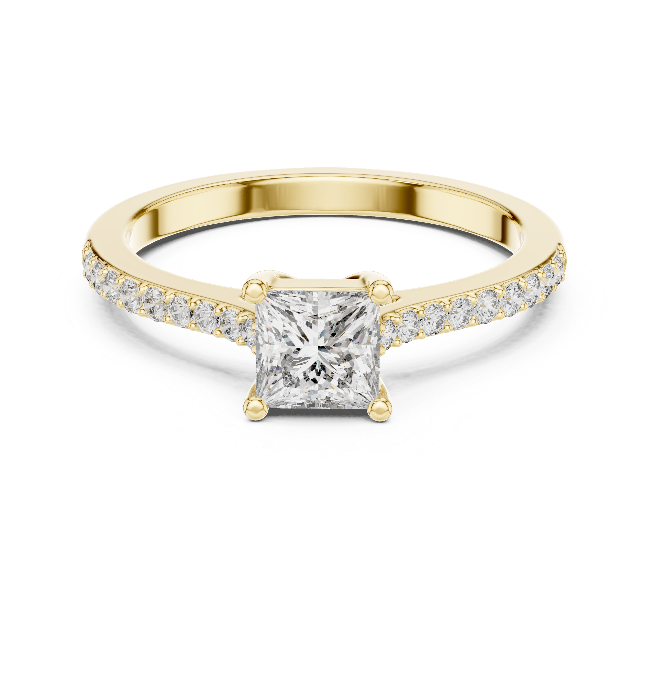 Classic Princess Cut Pavé Engagement Ring