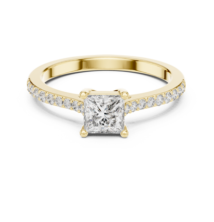 Classic Princess Cut Pavé Engagement Ring