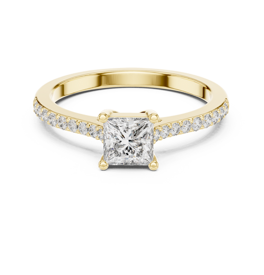Classic Princess Cut Pavé Engagement Ring