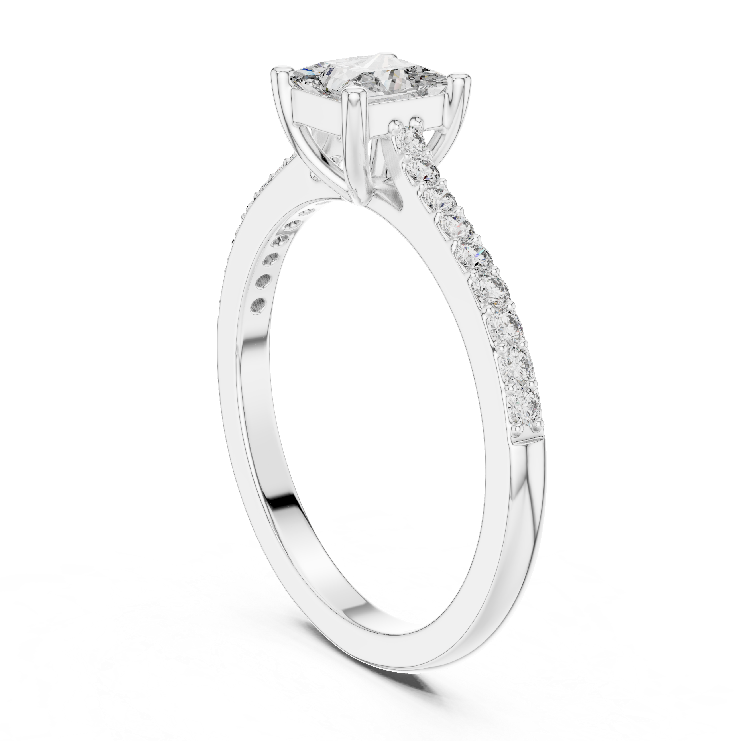 Classic Princess Cut Pavé Engagement Ring