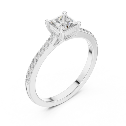Classic Princess Cut Pavé Engagement Ring