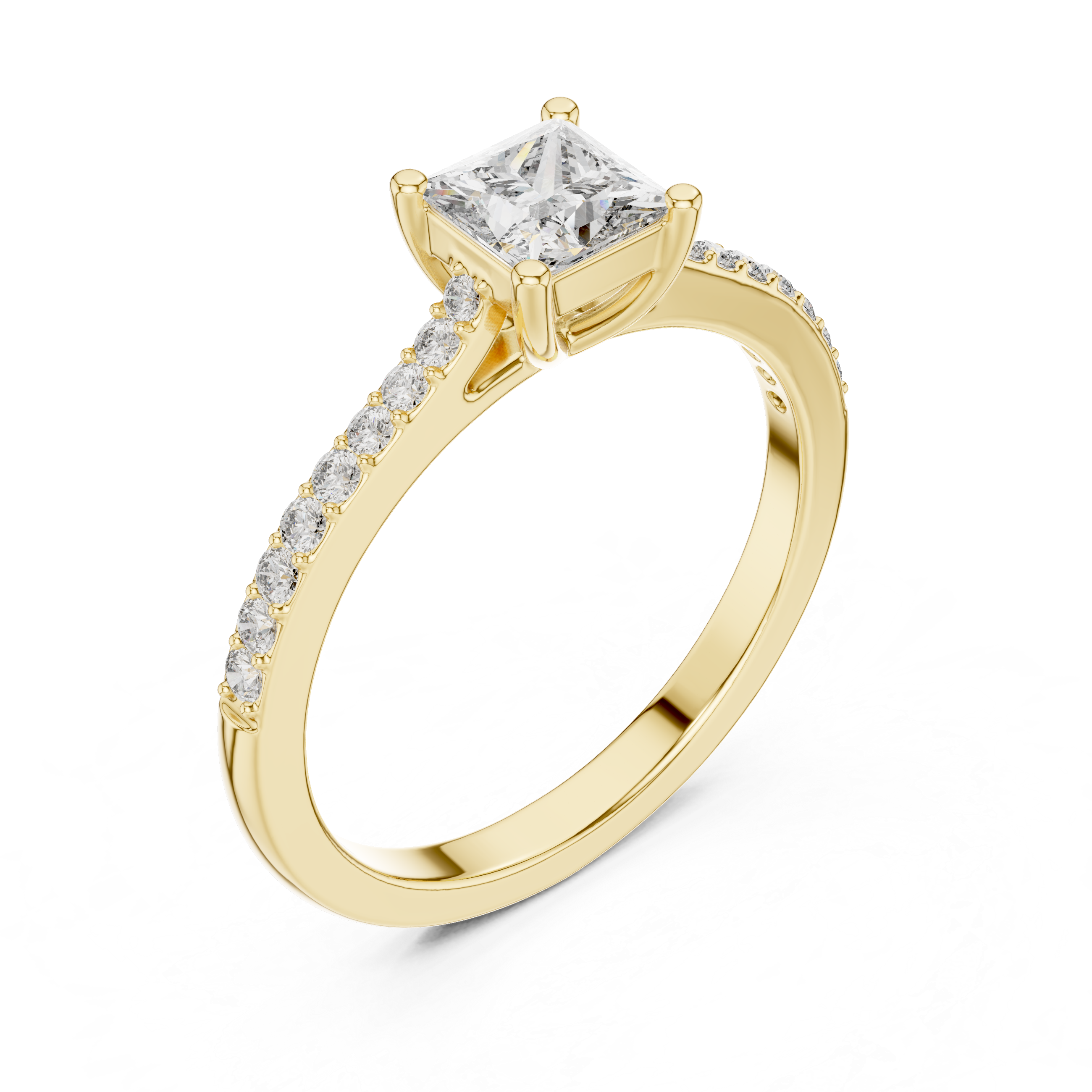 Classic Princess Cut Pavé Engagement Ring