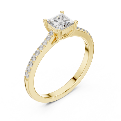Classic Princess Cut Pavé Engagement Ring