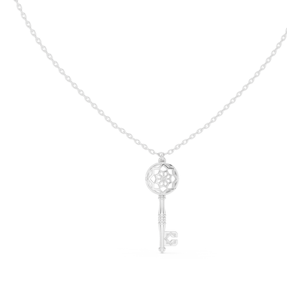Ornate Key Motif Diamond Pendant
