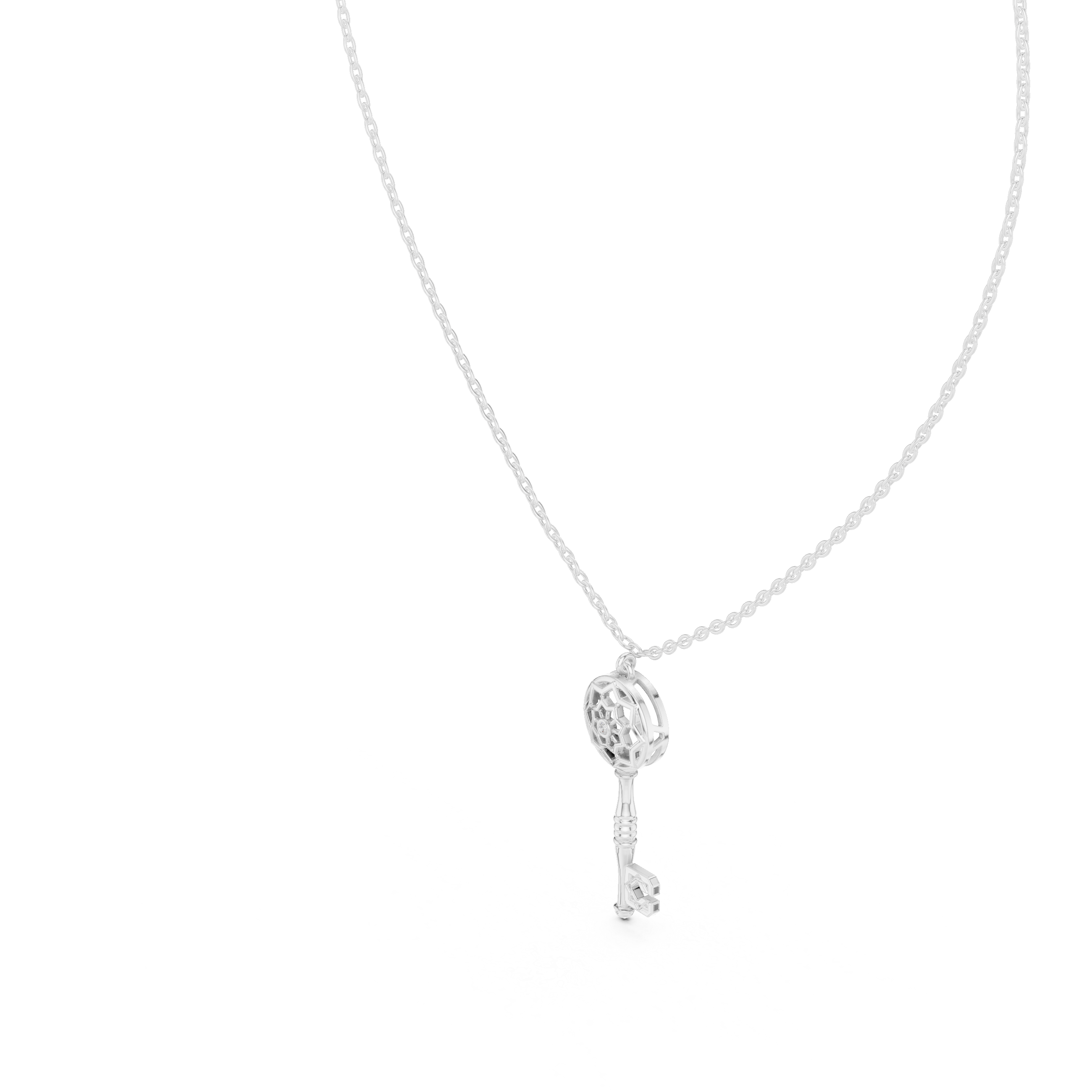 Ornate Key Motif Diamond Pendant