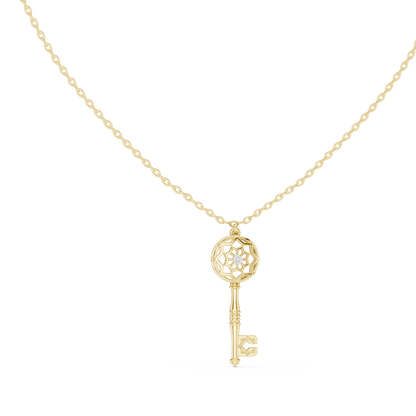 Ornate Key Motif Diamond Pendant