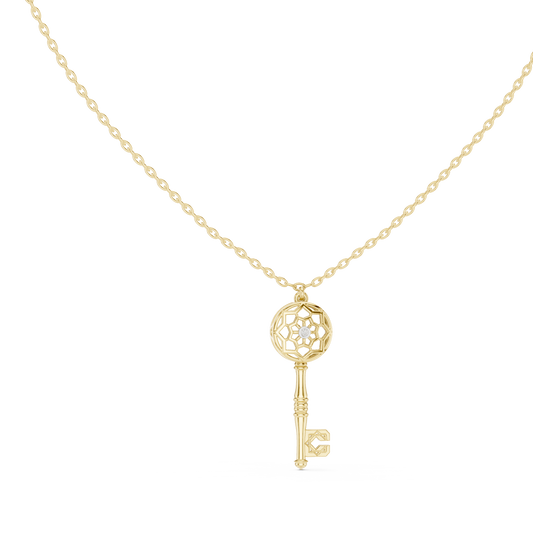Ornate Key Motif Diamond Pendant