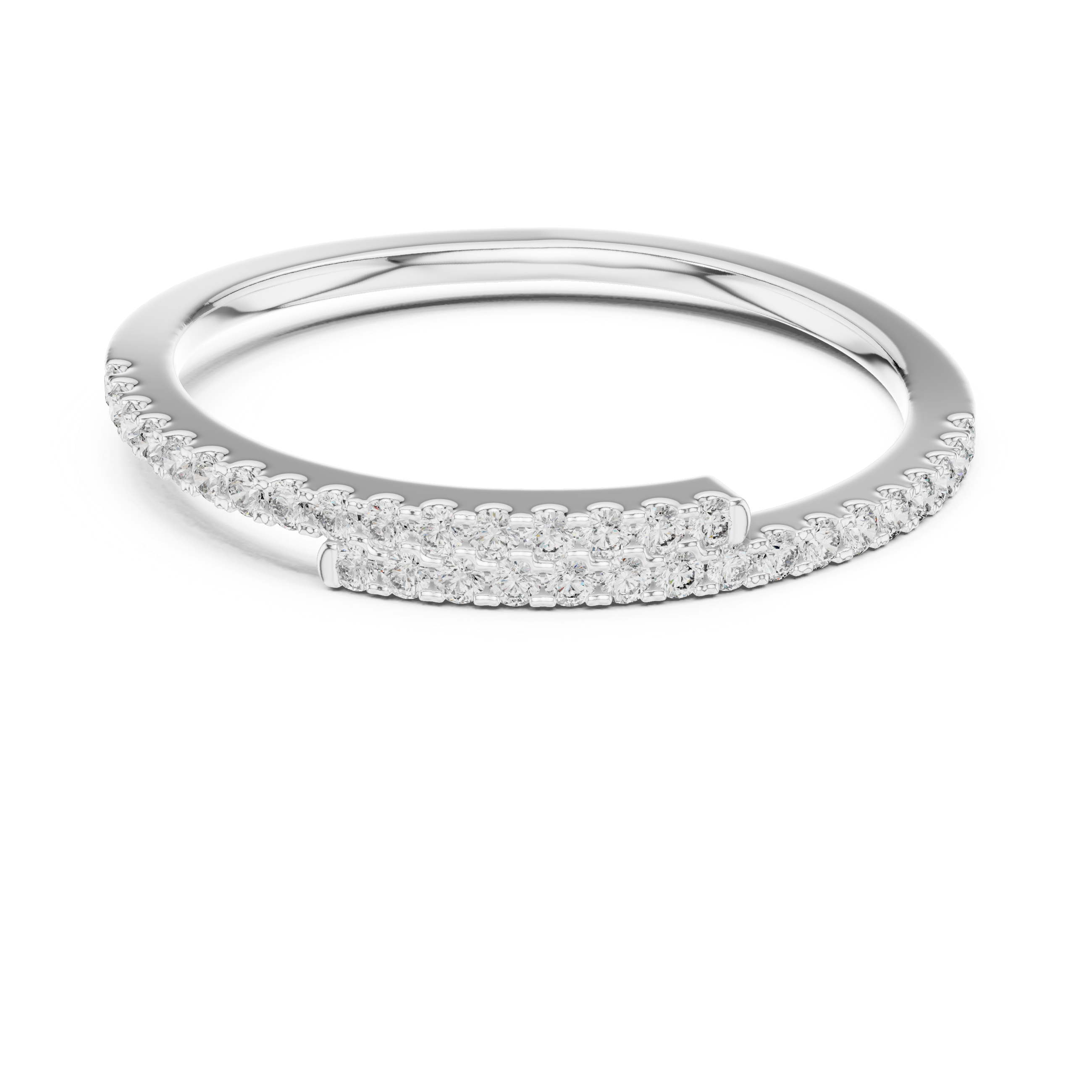 Round Cut Diamond Overlapping Pavé Bypass Band