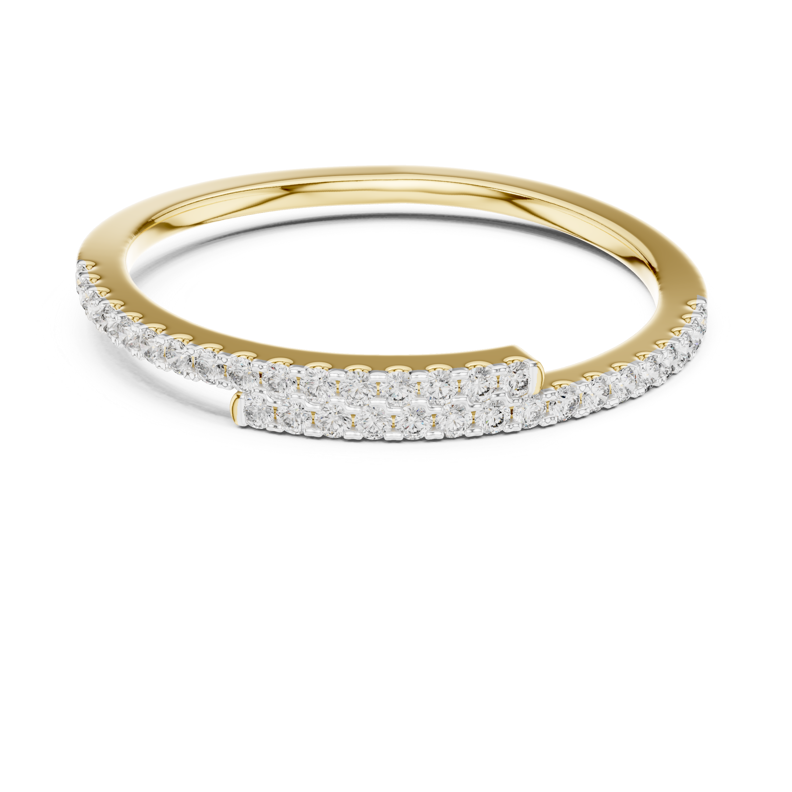 Round Cut Diamond Overlapping Pavé Bypass Band