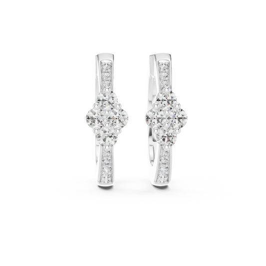 Kite-Cluster Apex Round Diamond Huggie Earrings