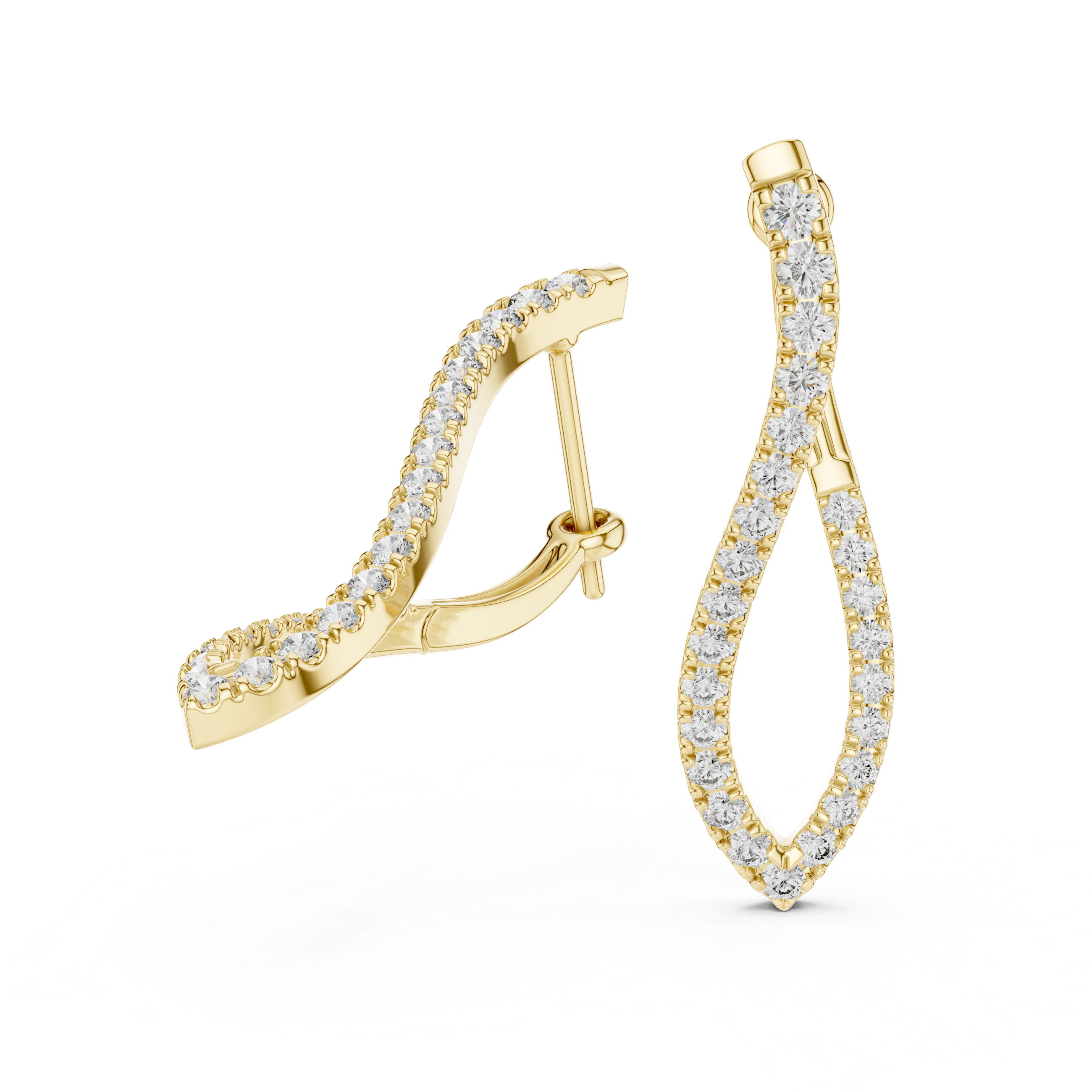 Twisted Marquise-Loop Diamond Drop Earrings