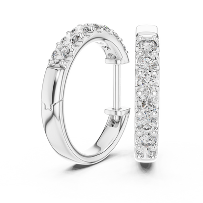Round Brilliant Shared-Prong Huggie Earrings