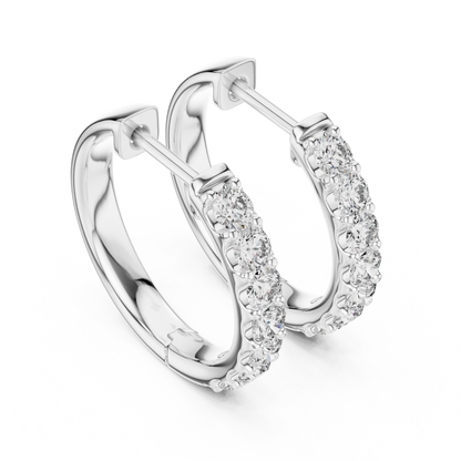 Round Brilliant Shared-Prong Huggie Earrings