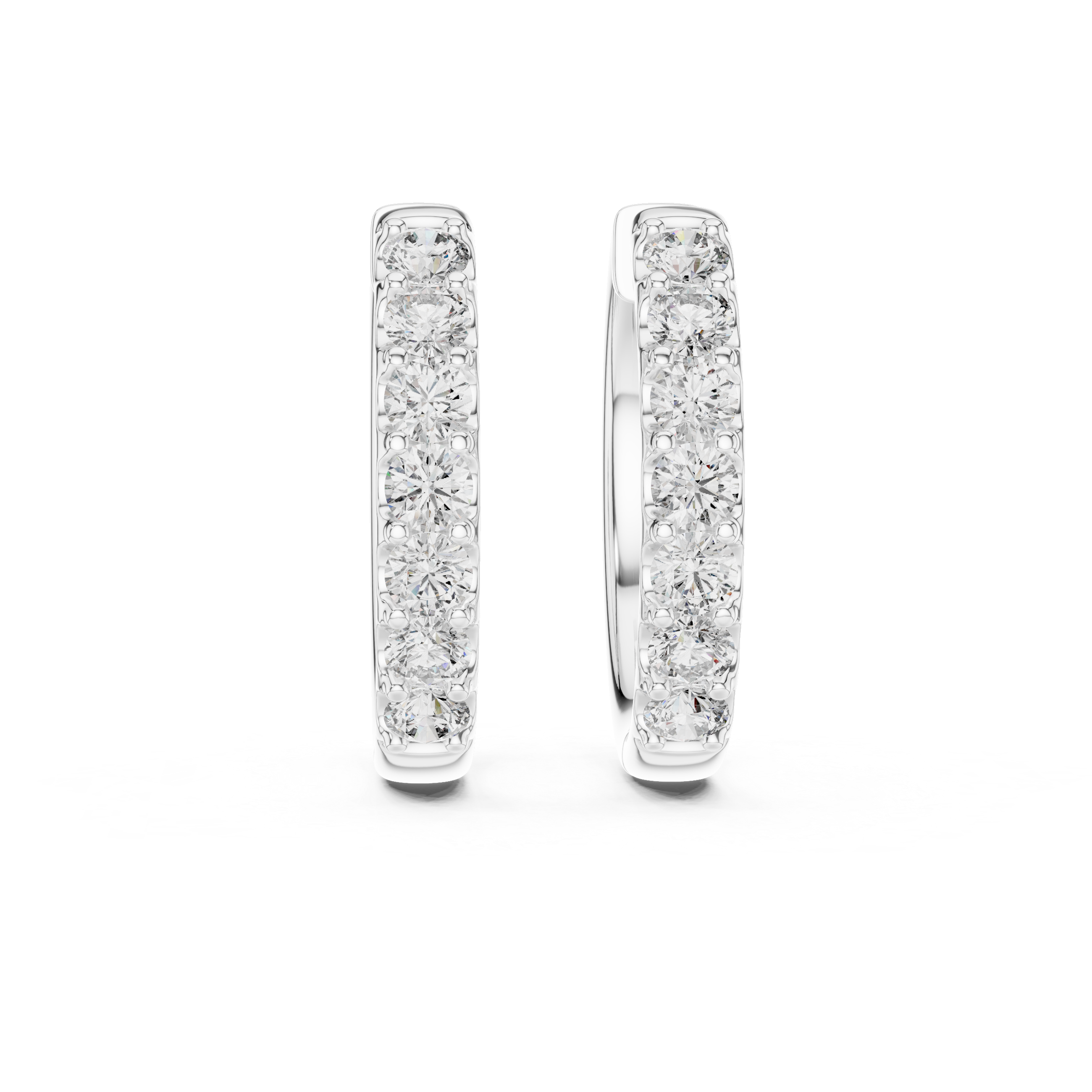 Round Brilliant Shared-Prong Huggie Earrings