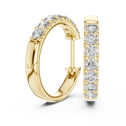Round Brilliant Shared-Prong Huggie Earrings