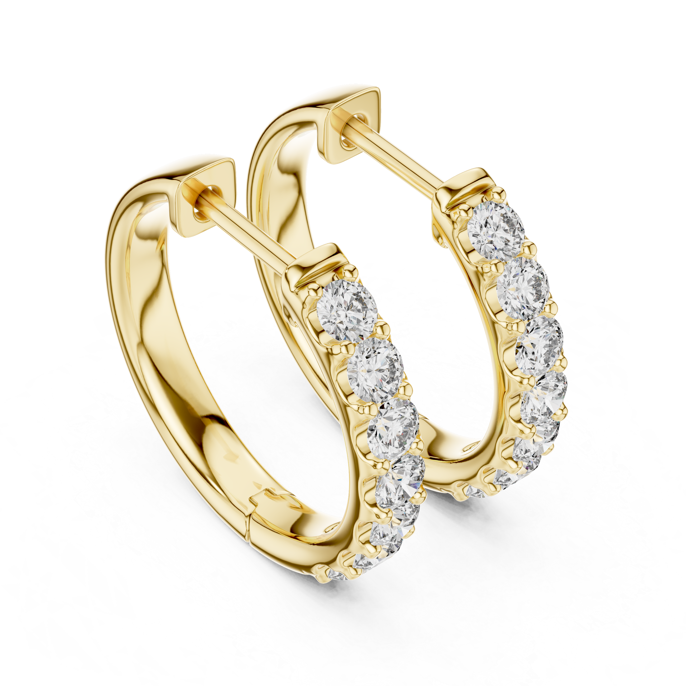 Round Brilliant Shared-Prong Huggie Earrings
