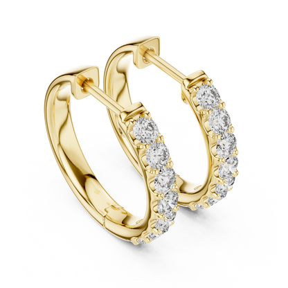 Round Brilliant Shared-Prong Huggie Earrings