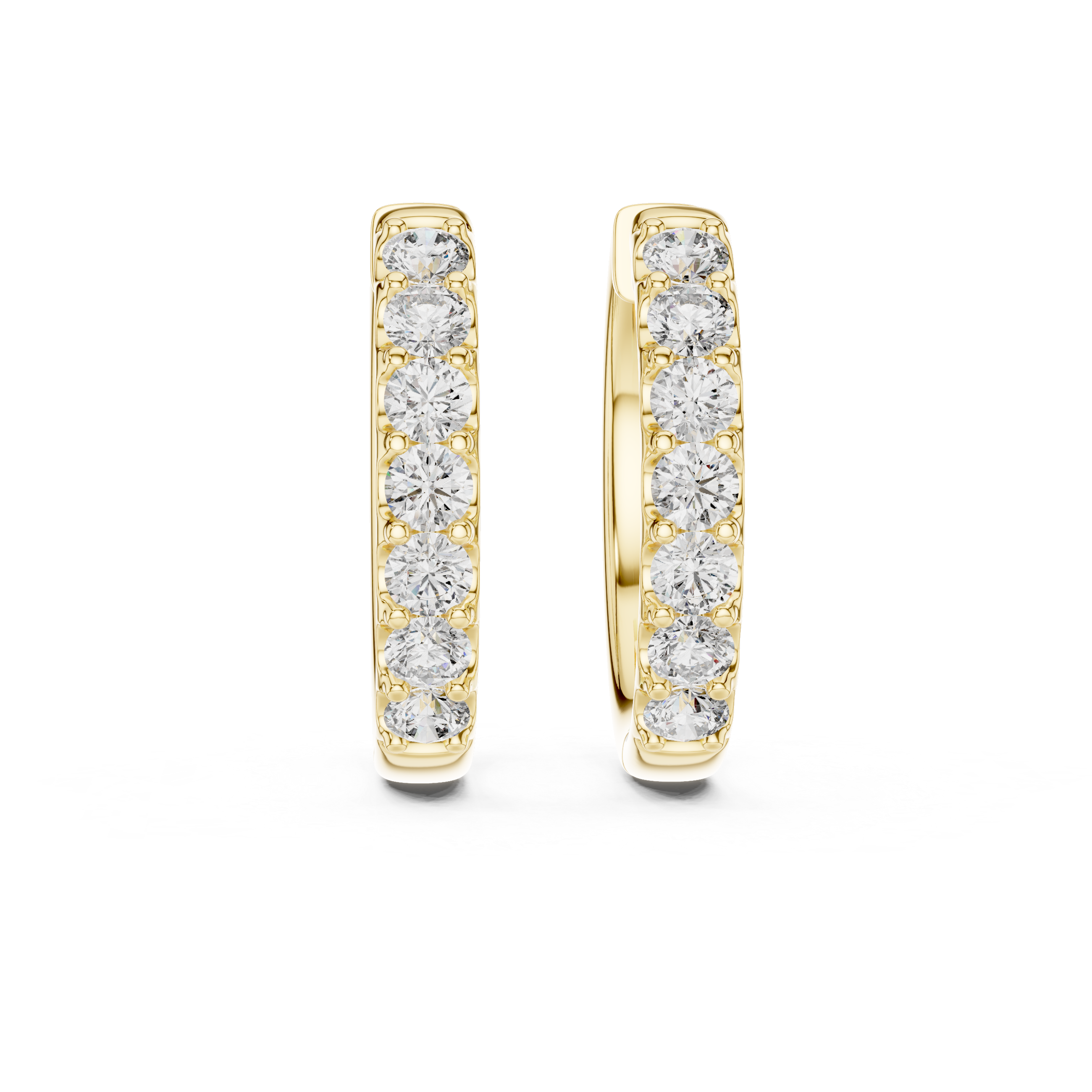 Round Brilliant Shared-Prong Huggie Earrings