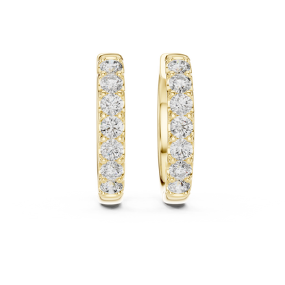 Round Brilliant Shared-Prong Huggie Earrings