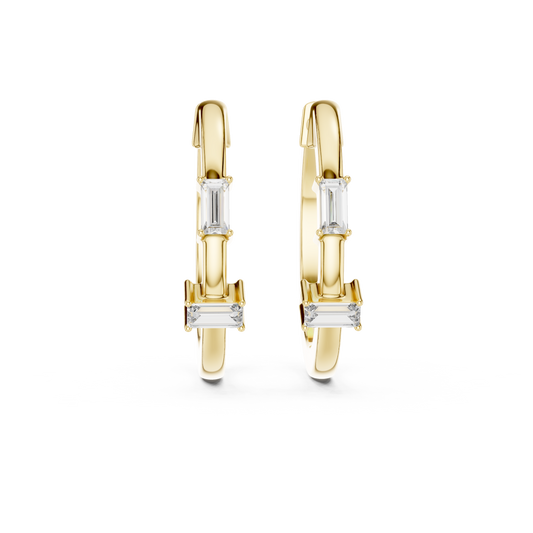 Geometric Offset Baguette Hoop Earrings
