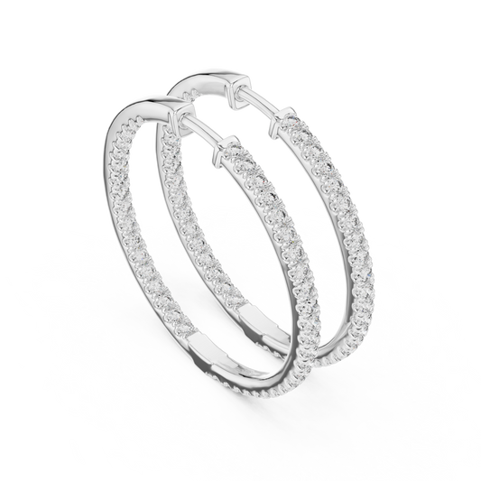 Dual-Row Inside-Out Diamond Oval Hoop Earrings