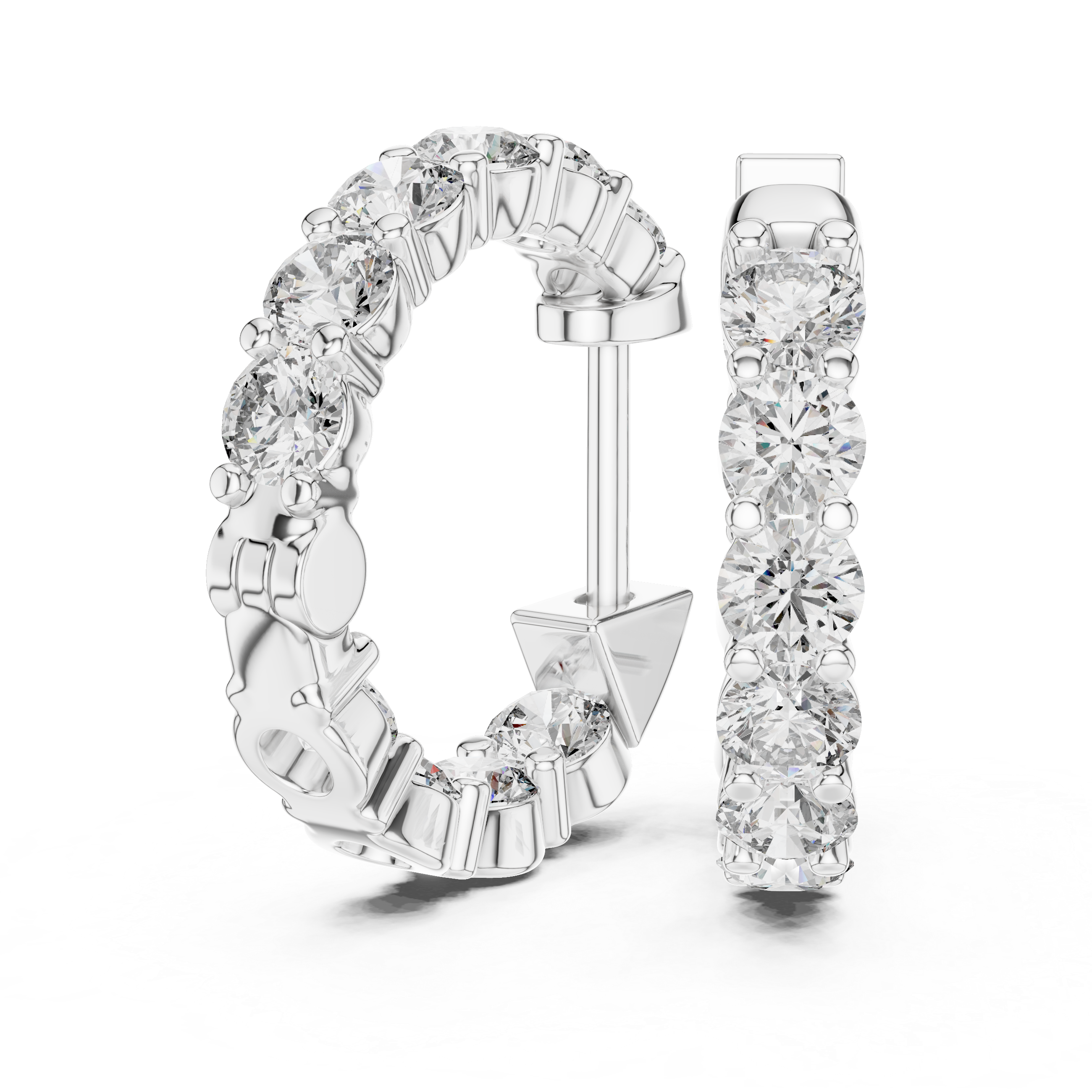 Round Brilliant In-Out Shared-Prong Hoop Earrings