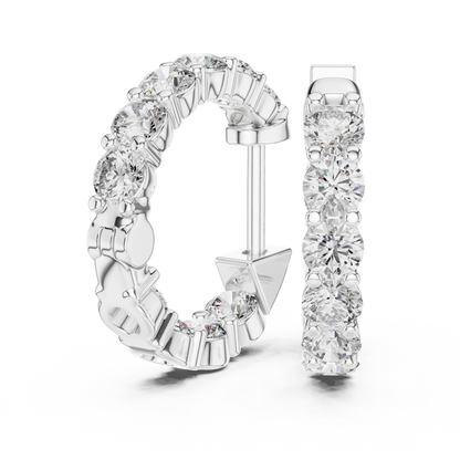 Round Brilliant In-Out Shared-Prong Hoop Earrings