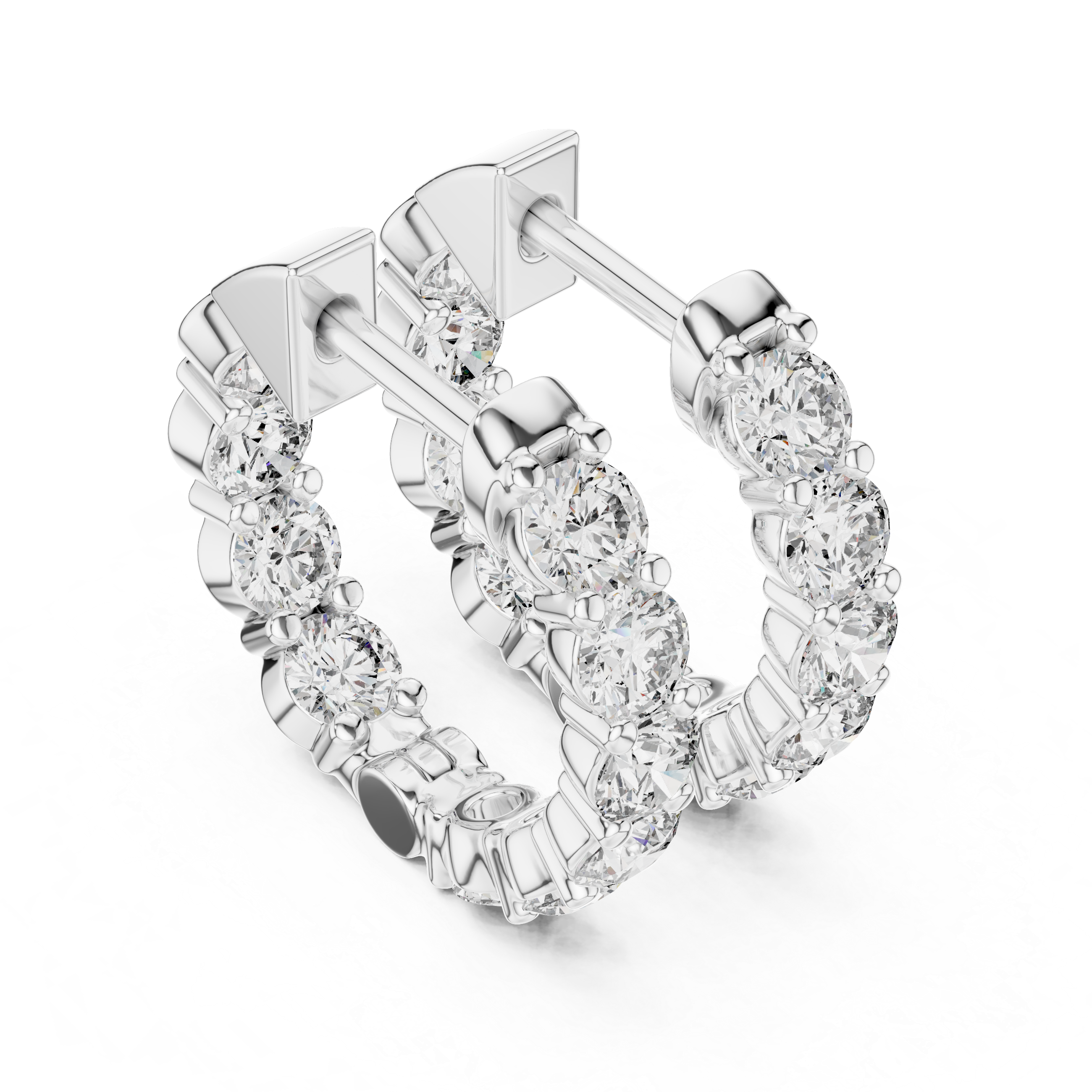 Round Brilliant In-Out Shared-Prong Hoop Earrings