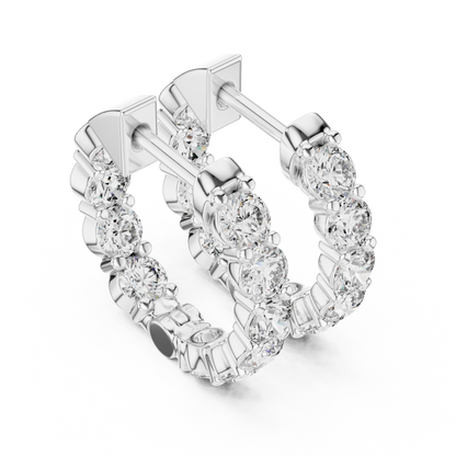 Round Brilliant In-Out Shared-Prong Hoop Earrings