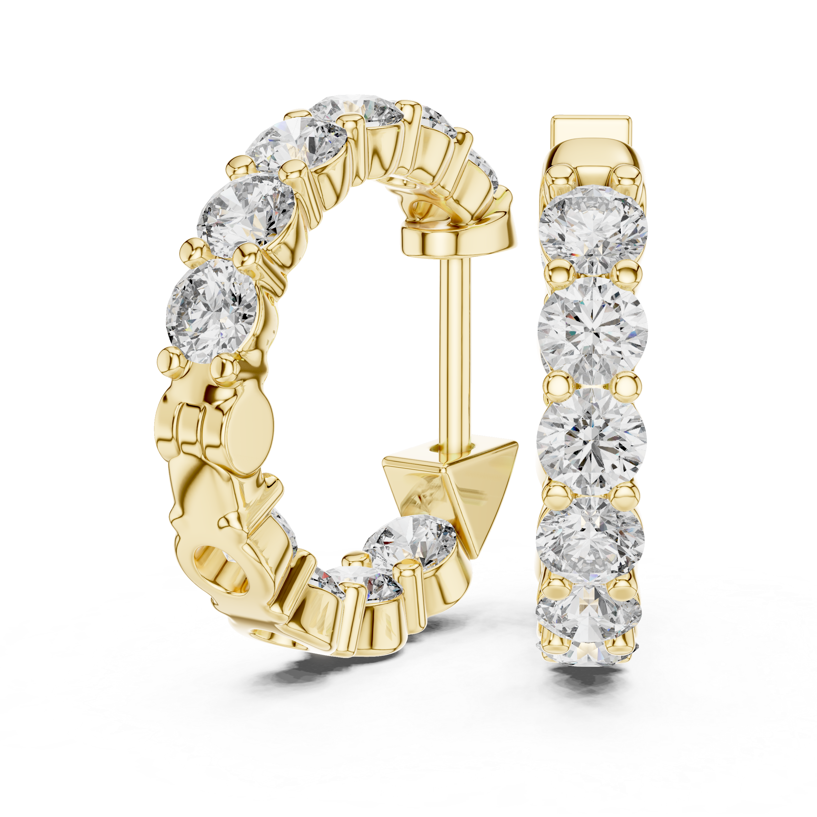 Round Brilliant In-Out Shared-Prong Hoop Earrings