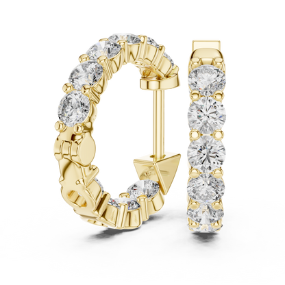 Round Brilliant In-Out Shared-Prong Hoop Earrings