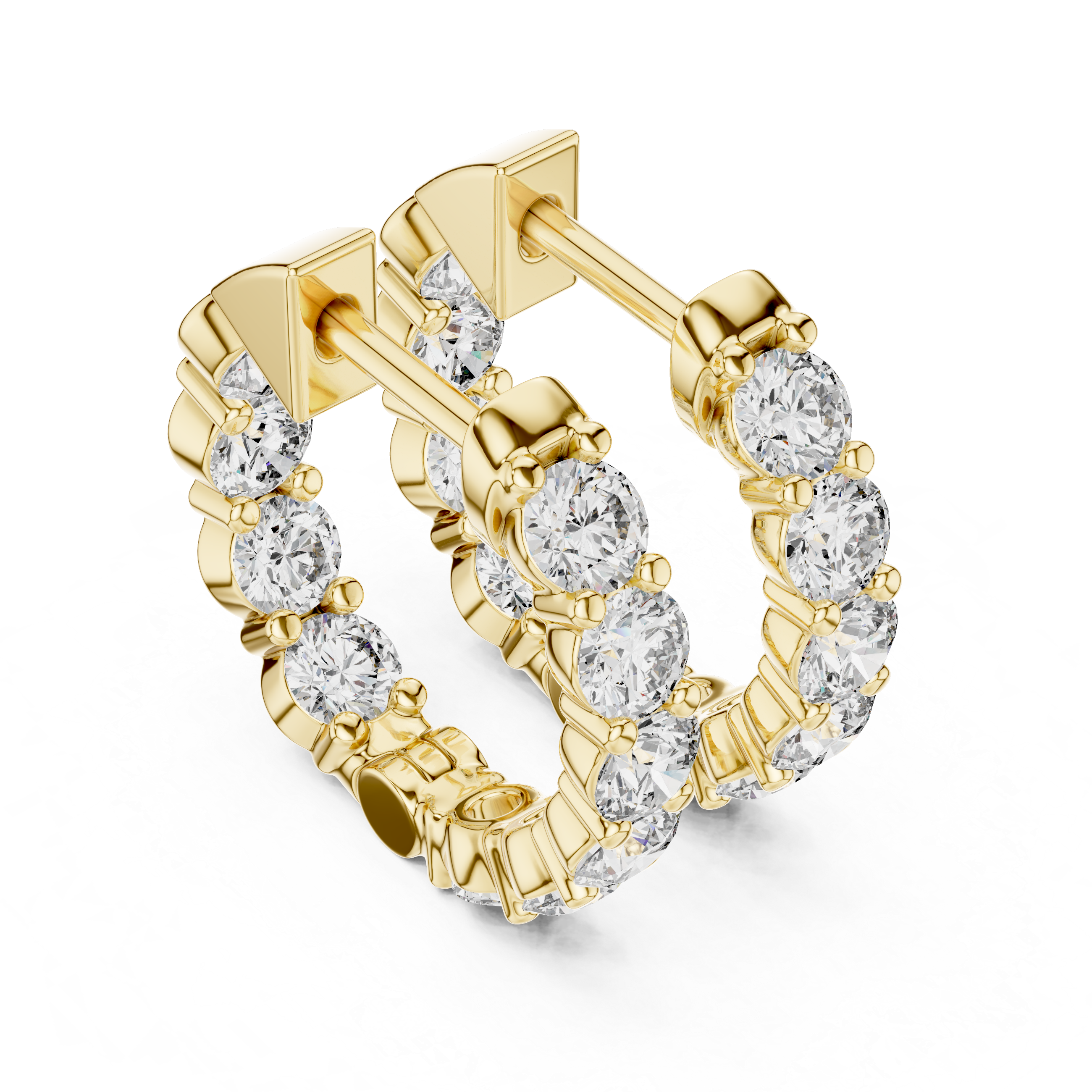 Round Brilliant In-Out Shared-Prong Hoop Earrings