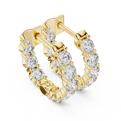 Round Brilliant In-Out Shared-Prong Hoop Earrings