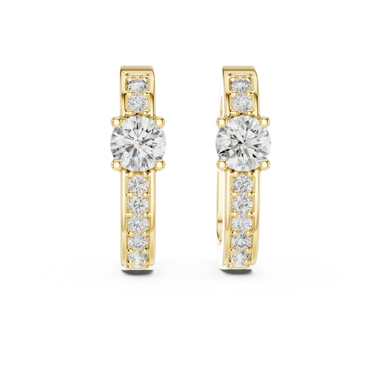 Contemporary Center-Point Diamond Huggie Earrings