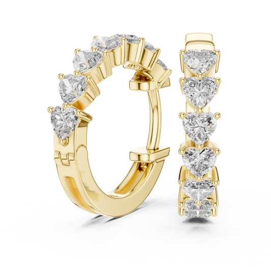 Heart-Cut Diamond Eternity Huggie Hoop Earrings