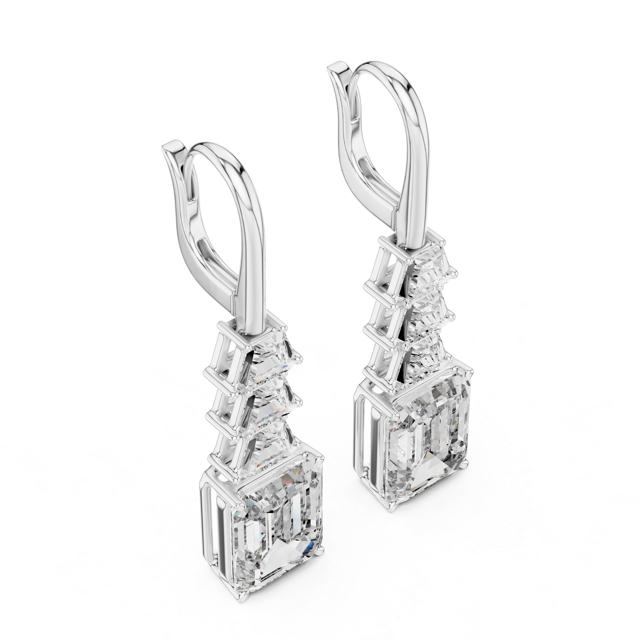 Grand Emerald & Cadillac Cut Dangle Earrings