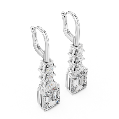 Grand Emerald & Cadillac Cut Dangle Earrings