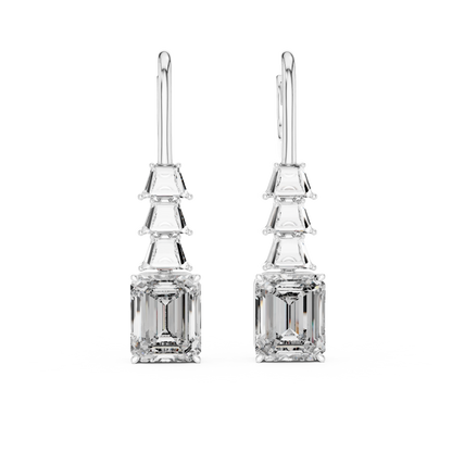 Grand Emerald & Cadillac Cut Dangle Earrings