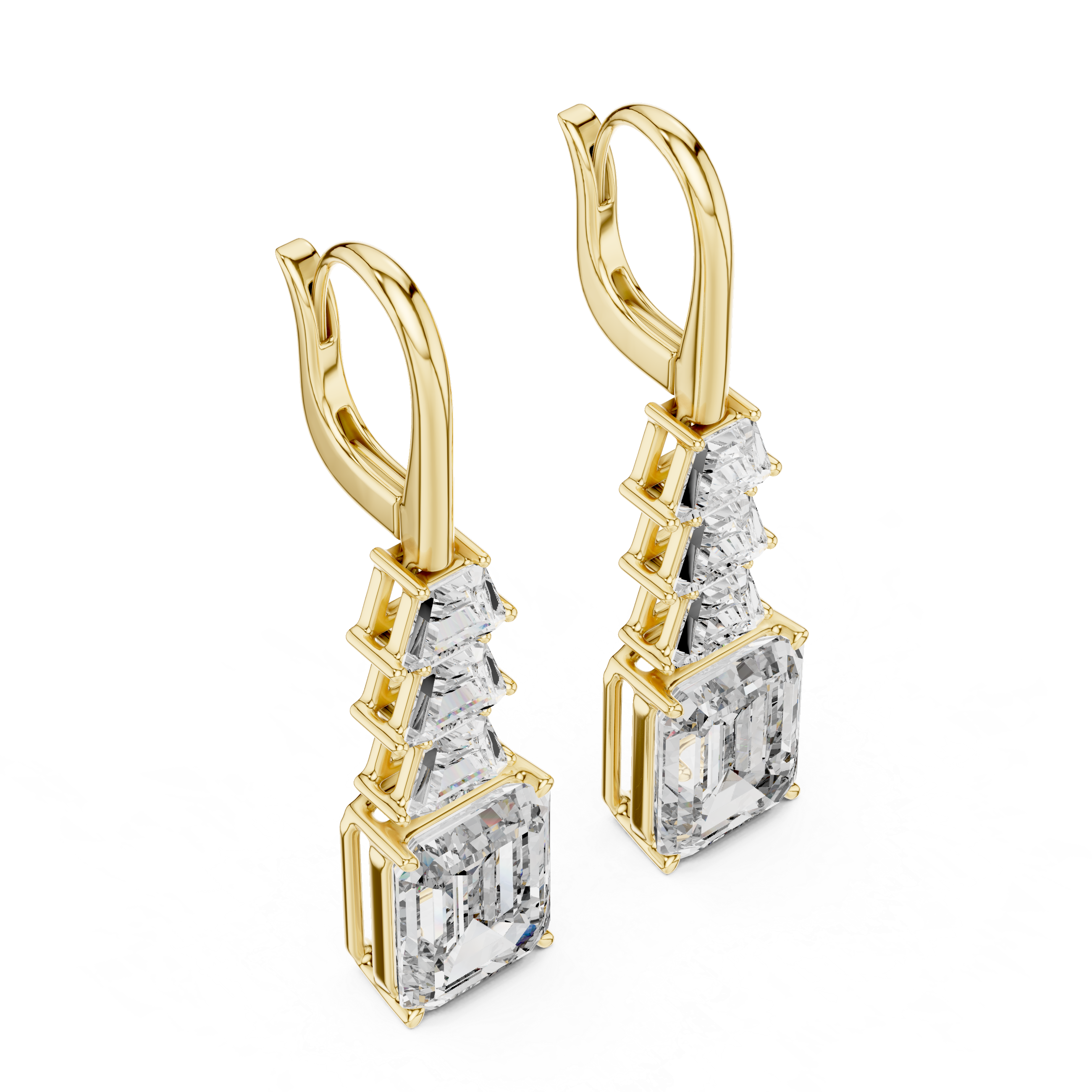 Grand Emerald & Cadillac Cut Dangle Earrings