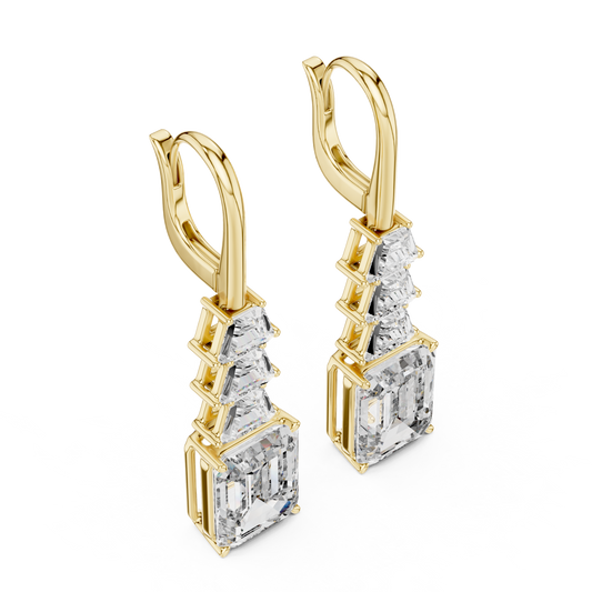 Grand Emerald & Cadillac Cut Dangle Earrings