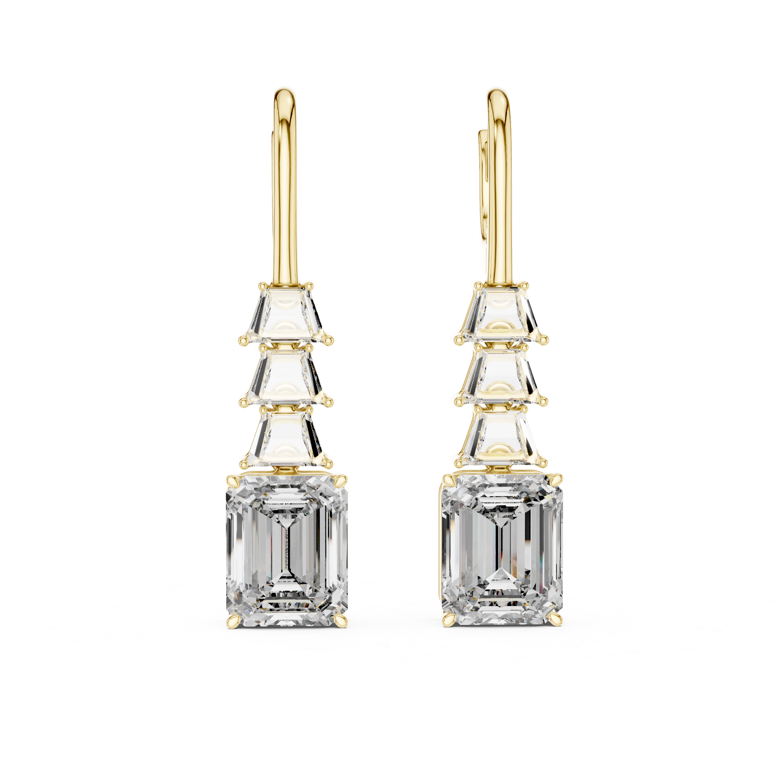 Grand Emerald & Cadillac Cut Dangle Earrings