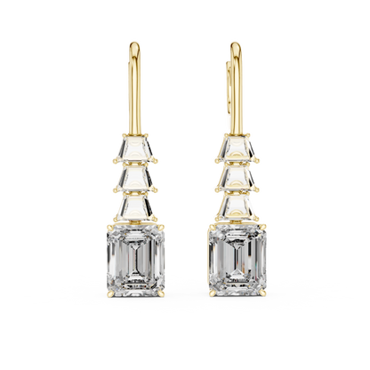 Grand Emerald & Cadillac Cut Dangle Earrings