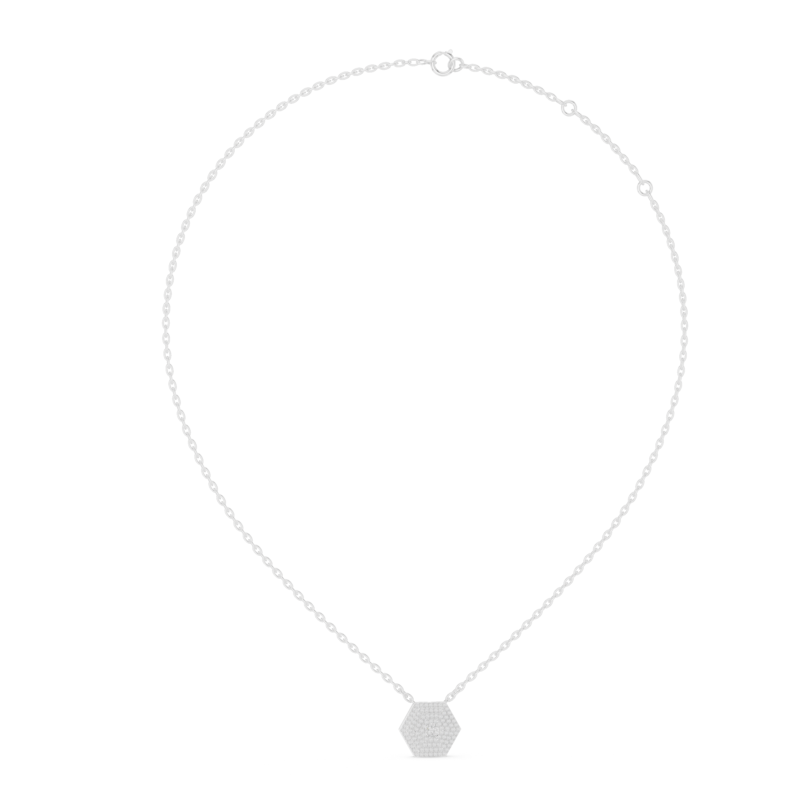 Geometric Hexagon Pavilion Diamond Pendant