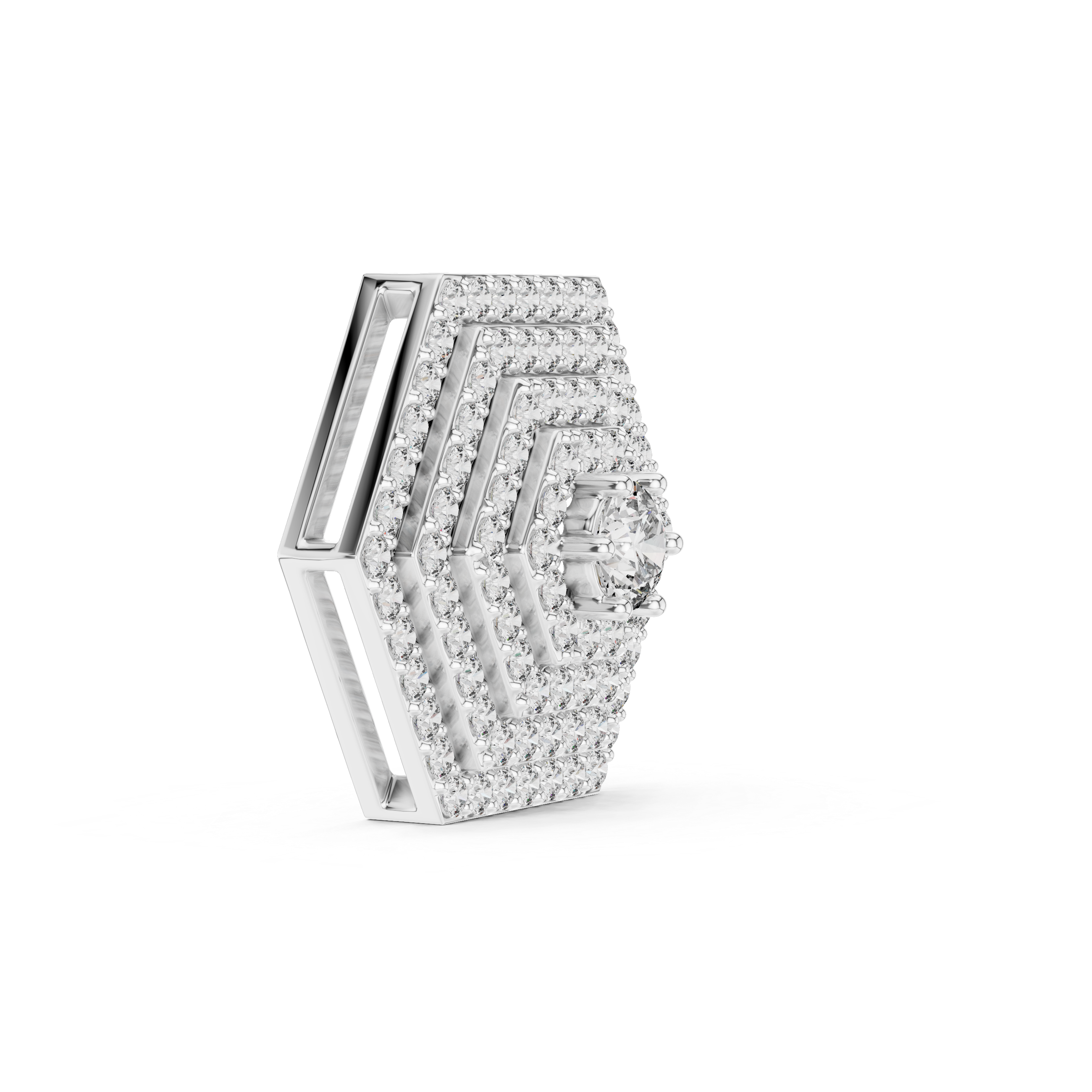 Geometric Hexagon Pavilion Diamond Pendant
