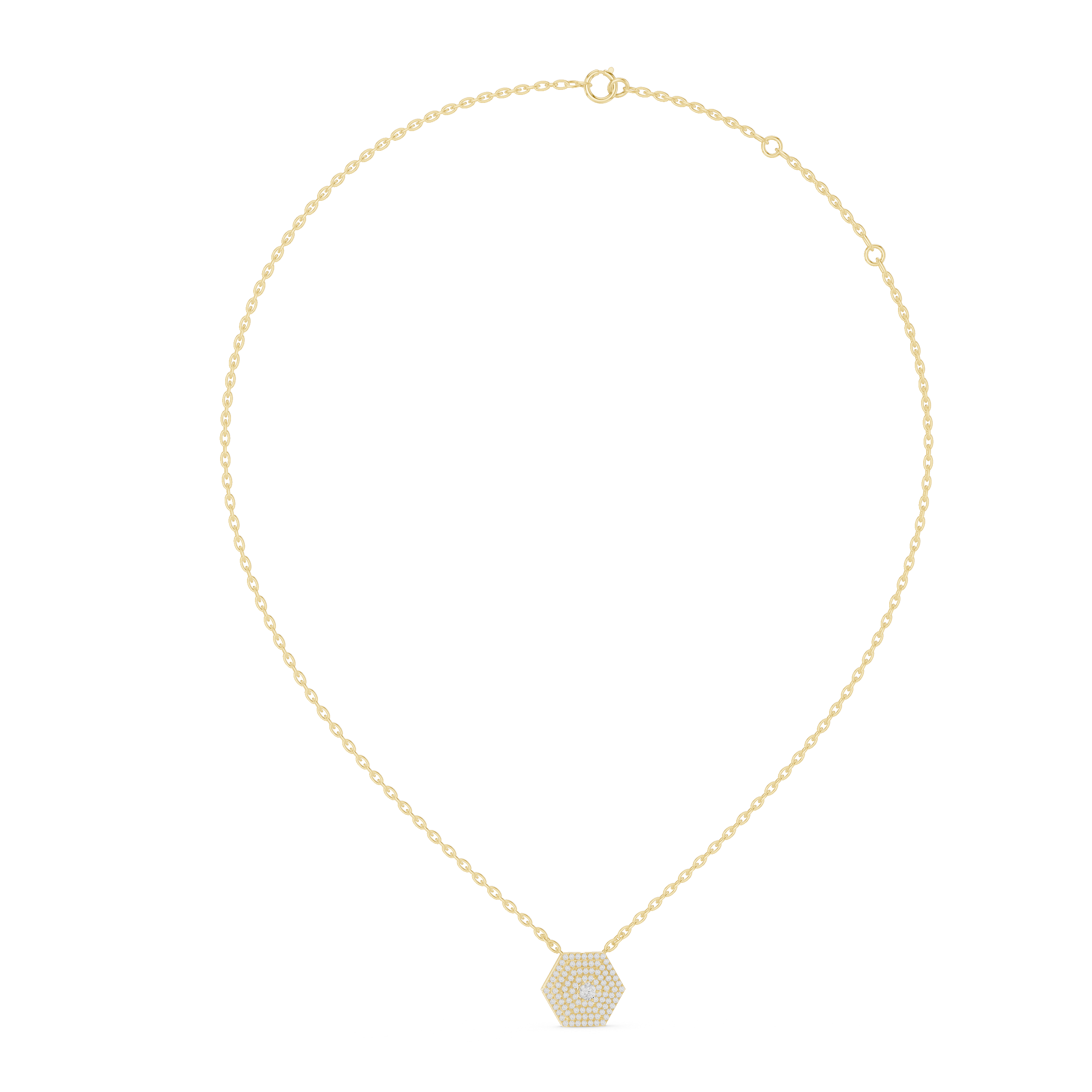 Geometric Hexagon Pavilion Diamond Pendant