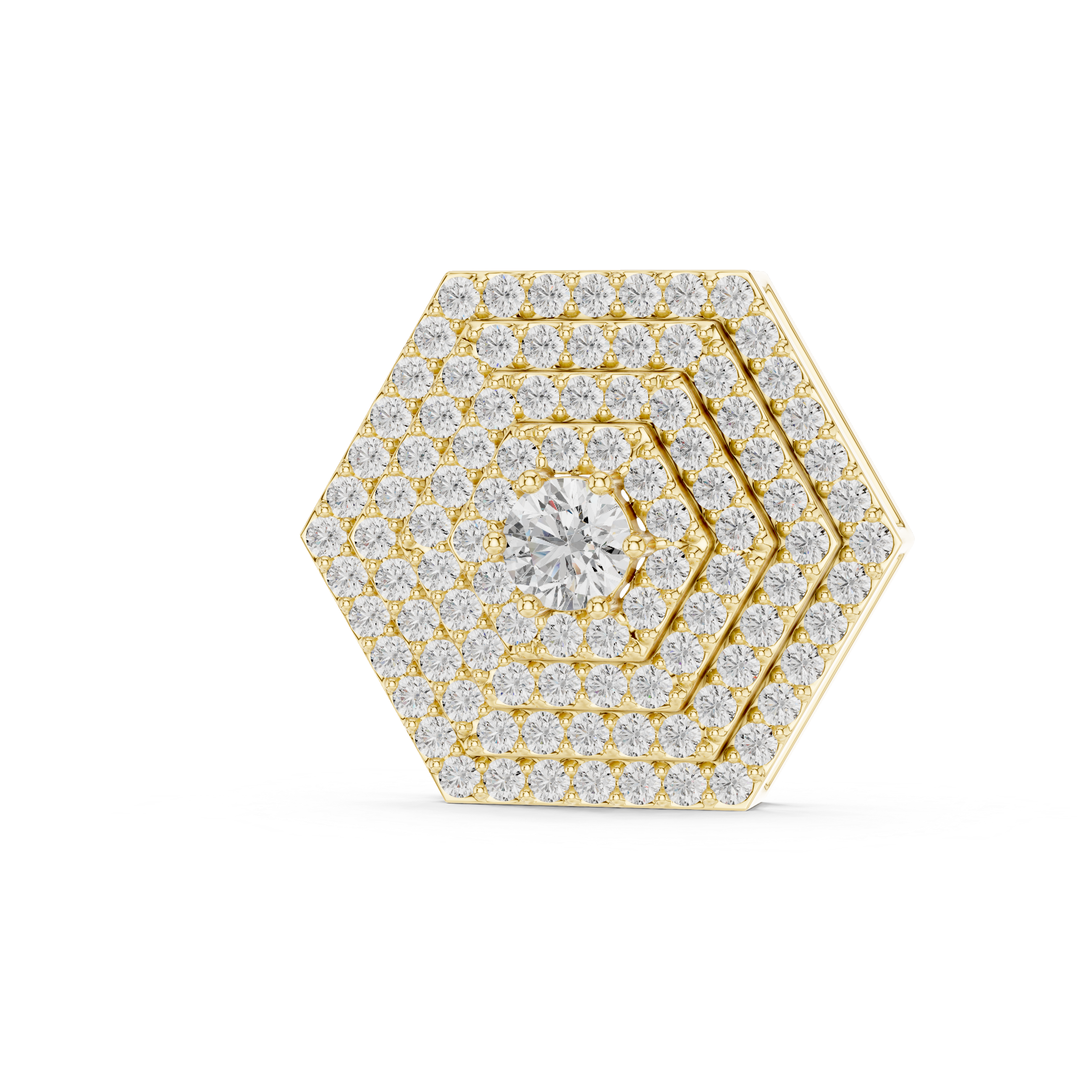 Geometric Hexagon Pavilion Diamond Pendant